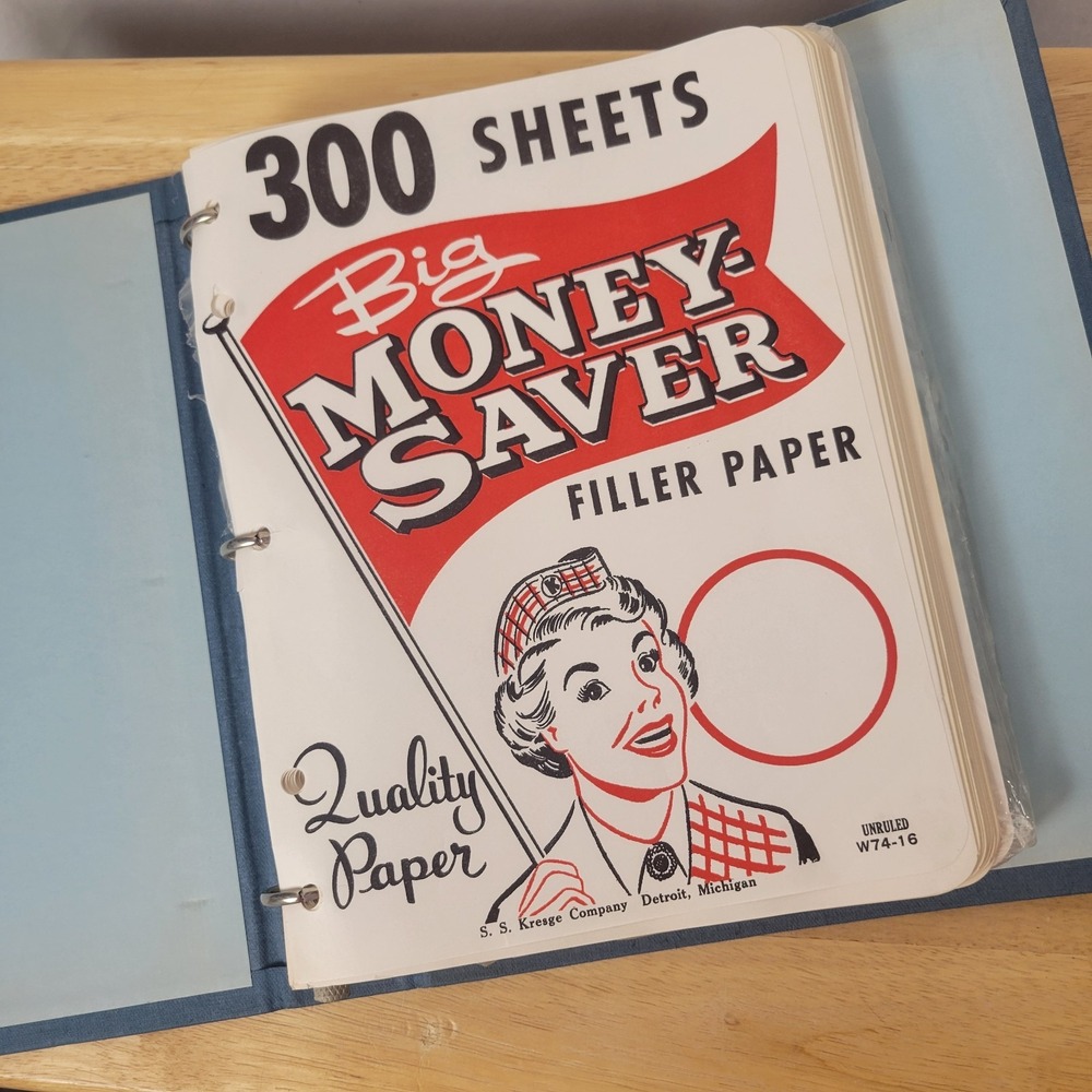 Vintage S. S. Kresge "Big Money Saver" Filler Paper & Binder Set 1950 / 1960